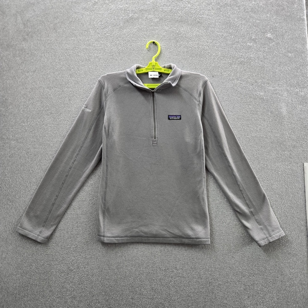 Patagonia Women Sweatshirt L Gray Fleece Quarter Zip Zipper Long Sleeve Logo